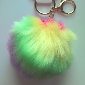 Green and Yellow Pom Pom Key & Card Holder